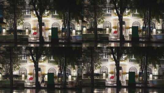 泰国曼谷雨季下雨城市酒店建筑灯光美景高清在线视频素材下载
