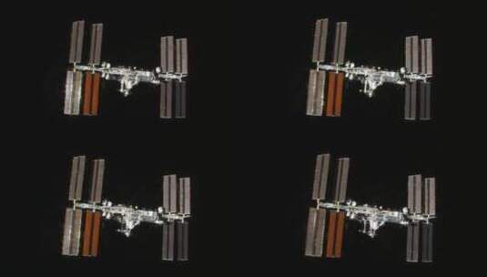 在黑色背景下飞行的国际空间站高清在线视频素材下载