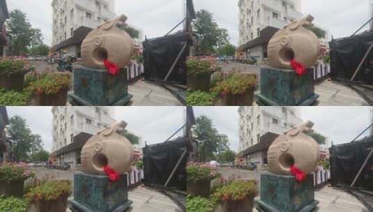 威海环翠十二属相街龙雕像延时4K高清在线视频素材下载