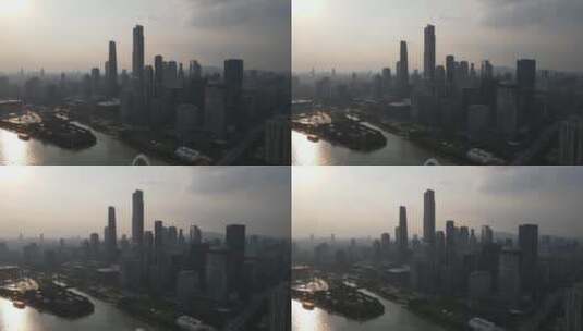 广州珠江新城黄昏航拍高清在线视频素材下载
