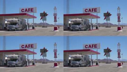 沙漠加油站汽车照片高清在线视频素材下载
