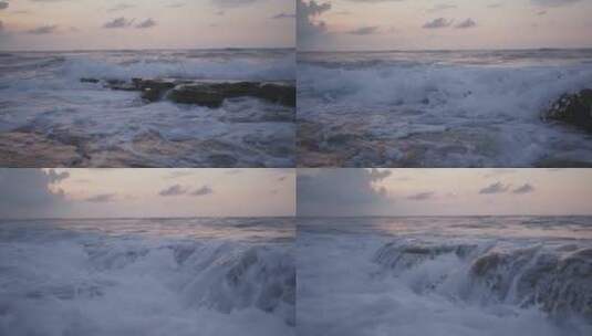 海浪拍打着岩石高清在线视频素材下载
