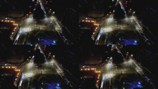 长宁区米域广场夜景航拍高清在线视频素材下载