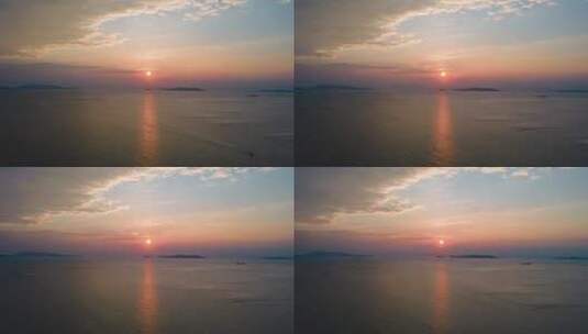 4K航拍福建湄洲岛黄金沙滩日落延时摄影高清在线视频素材下载