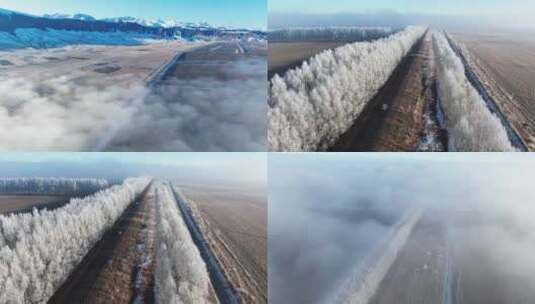 4K新疆雪山雪景云层航拍高清在线视频素材下载