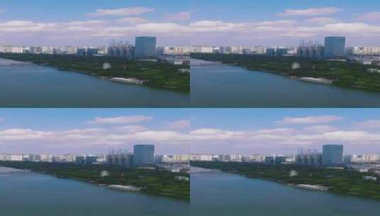 4K航拍广西南宁南湖城市风景蓝天白云高清在线视频素材下载