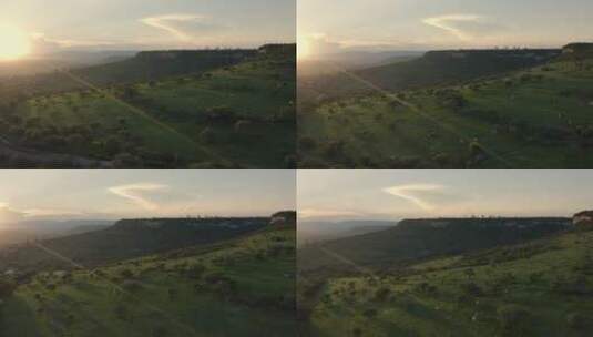 日落时从高处看到的一组高原高清在线视频素材下载