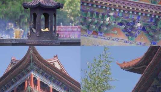 中国古建之亚洲最大寺庙南海禅寺内景风光高清在线视频素材下载