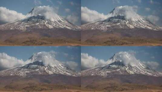 峰顶有雪的火山高清在线视频素材下载