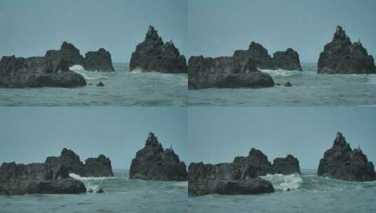 海浪和大岩石高清在线视频素材下载