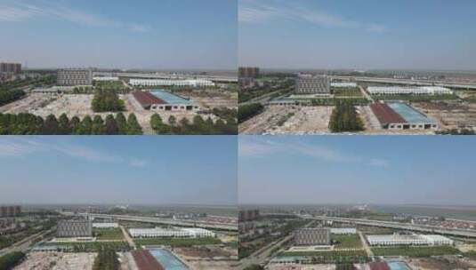 航拍城市郊区建设工业区高清在线视频素材下载