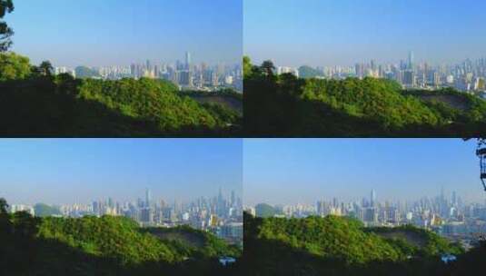 广州白云山自然山林与珠江新城CBD城市全景高清在线视频素材下载