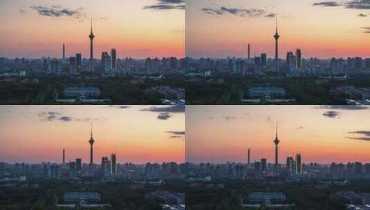 天津城市天塔日落延时高清在线视频素材下载