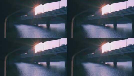 清晨阳光照在珠江桥底下高清在线视频素材下载