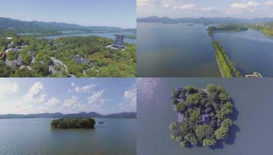 航拍杭州西湖风光高清在线视频素材下载