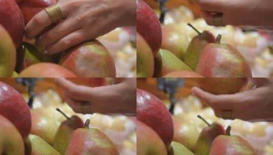 新鲜有机水果梨在农贸市场展示高清在线视频素材下载