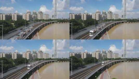 广州地铁APM航拍高清在线视频素材下载
