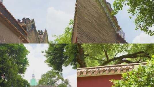 4K红墙屋檐旧楼旧房故宫高清在线视频素材下载