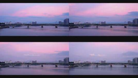 城市大桥夜景日转夜延时高清在线视频素材下载
