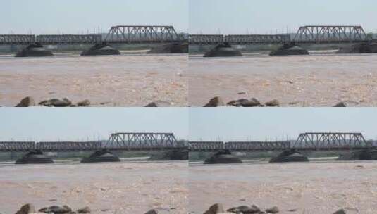 黄河铁桥流水高清在线视频素材下载