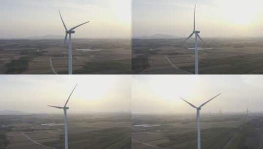 麦田风车-农业小麦-新能源发电高清在线视频素材下载