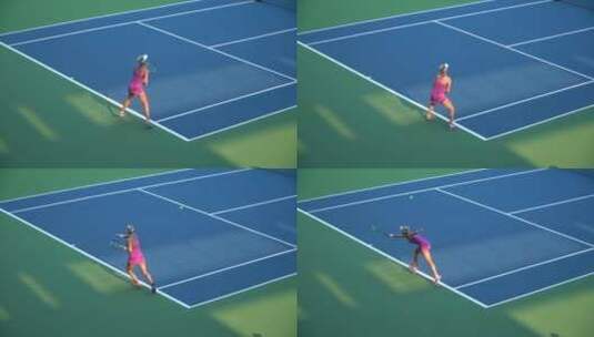 女运动员在网球比赛中击球回击高清在线视频素材下载