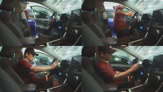 网约车司机打开车门坐到驾驶室高清在线视频素材下载