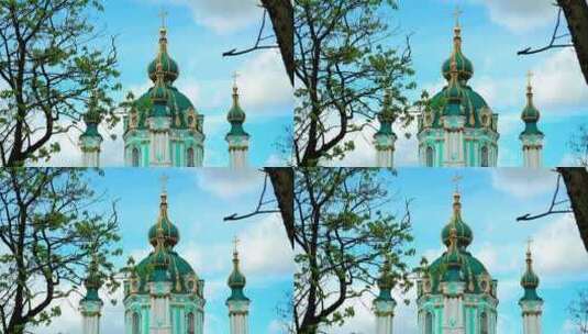 色彩明亮的东正教堂高清在线视频素材下载