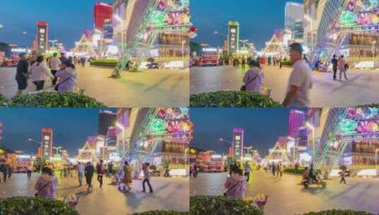万博广场夜景延时高清在线视频素材下载