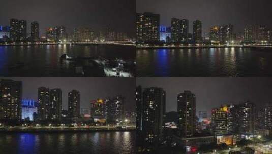 珠海香洲区夜景航拍高清在线视频素材下载