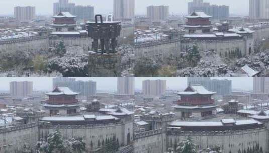 洛阳丽景门雪景高清在线视频素材下载