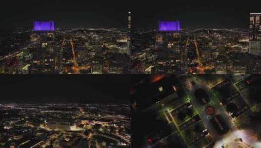 城市航拍德克萨斯州奥斯汀摩天大楼夜景灯光高清在线视频素材下载