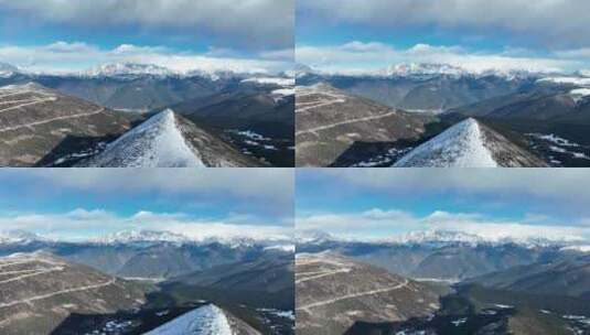 川藏线318国道色季拉山垭口看南迦巴瓦峰高清在线视频素材下载