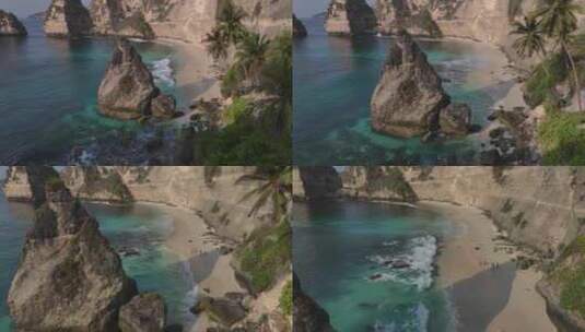 HDR印尼佩尼达岛钻石海滩航拍岛屿风光高清在线视频素材下载