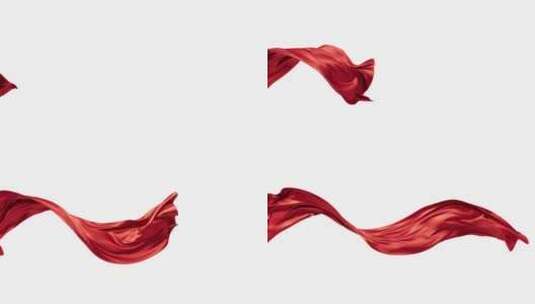 红色丝绸漂浮流动高清在线视频素材下载