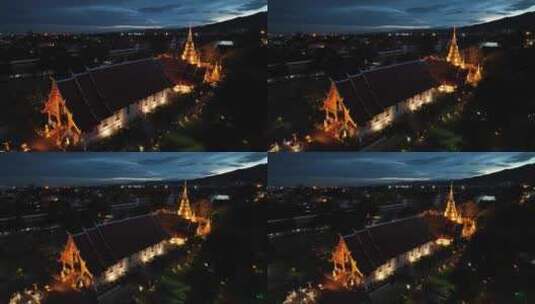 航拍泰国清迈古城帕辛寺庙城市风光高清在线视频素材下载
