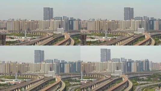 郑州东站高铁城市穿梭高清在线视频素材下载