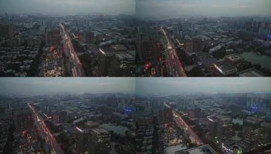 武汉光谷关山大道航拍夜晚城市车流高清在线视频素材下载