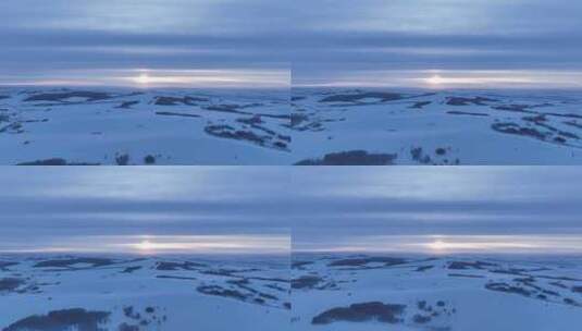 航拍内蒙古雪原暮色高清在线视频素材下载