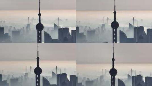 上海陆家嘴平流雾高清在线视频素材下载