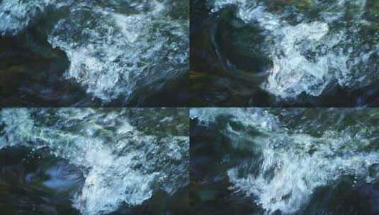 溪流激起的水花特写高清在线视频素材下载