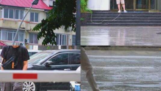 城市马路下雨天雨水雨滴街景街道街头风景风高清在线视频素材下载