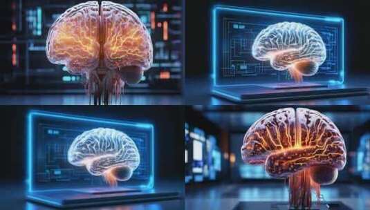AI人工智能大脑脑机接口概念4K高清在线视频素材下载