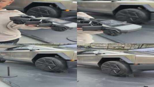 特斯拉赛博越野旅行车在济南恒隆广场展出高清在线视频素材下载