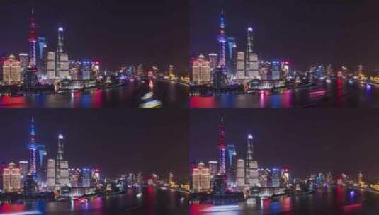 上海夜景黄浦江航道延时高清在线视频素材下载