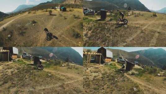 山地营地的人骑摩托车Fpv高清在线视频素材下载