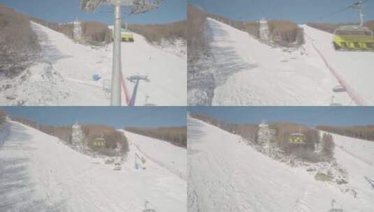 云顶滑雪场吊椅缆车上的画面高清在线视频素材下载