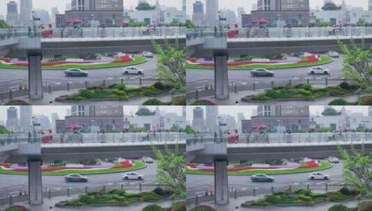 上海城市实拍天桥高清在线视频素材下载