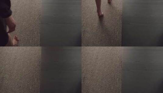 赤脚行走的女孩纹理对比的极简形象高清在线视频素材下载