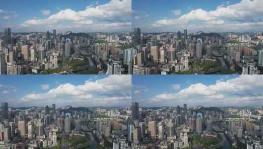 贵州贵阳城市大景蓝天白云航拍高清在线视频素材下载